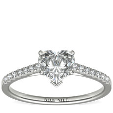 Petite Cathedral Pavé Diamond Engagement Ring in 14k White Gold (0.14 ct. tw.)